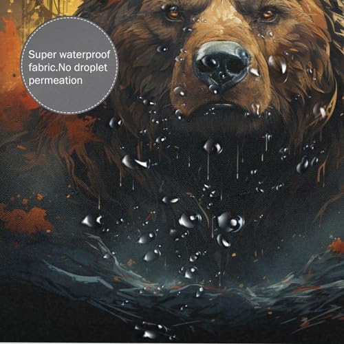 Brown Bear Shower Curtain Set with 12 Hooks 72x72in