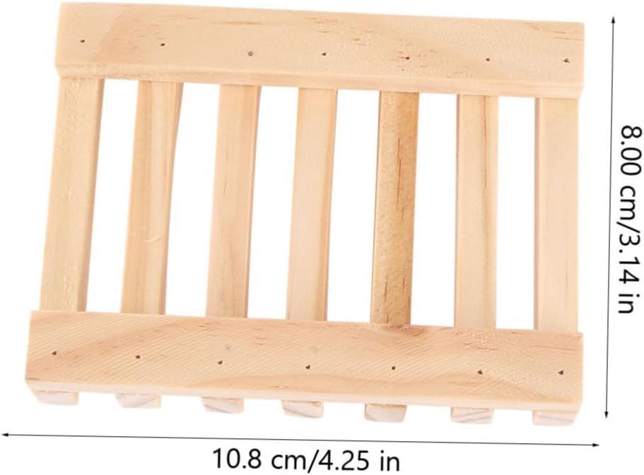 Luxshiny 2pcs Bamboo Soap Rack Draining Tray Wooden Holder
