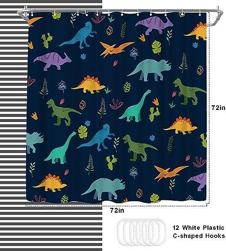 WELMECO Dinosaur Kids Shower Curtain 72x72inch Blue