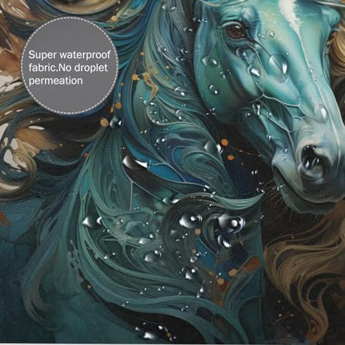 Green Horse Shower Curtain Set with 12 Hooks 72x72in