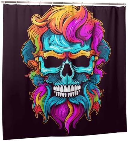 Blue Skull Shower Curtain Set with 12 Hooks 72x72in 1