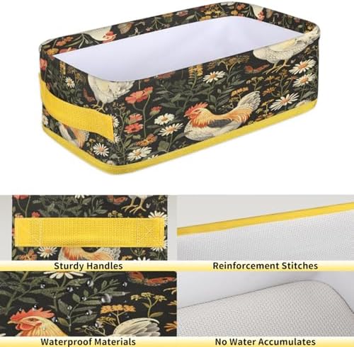 Farm Rooster Toilet Paper Storage Basket with Handles