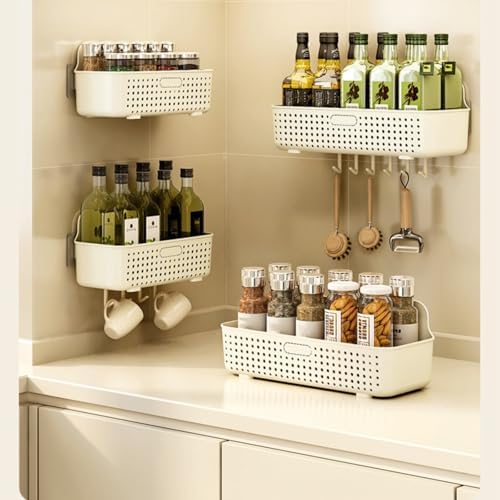 Bathroom Shelves with 6 Hooks No Drilling Organizer 1
