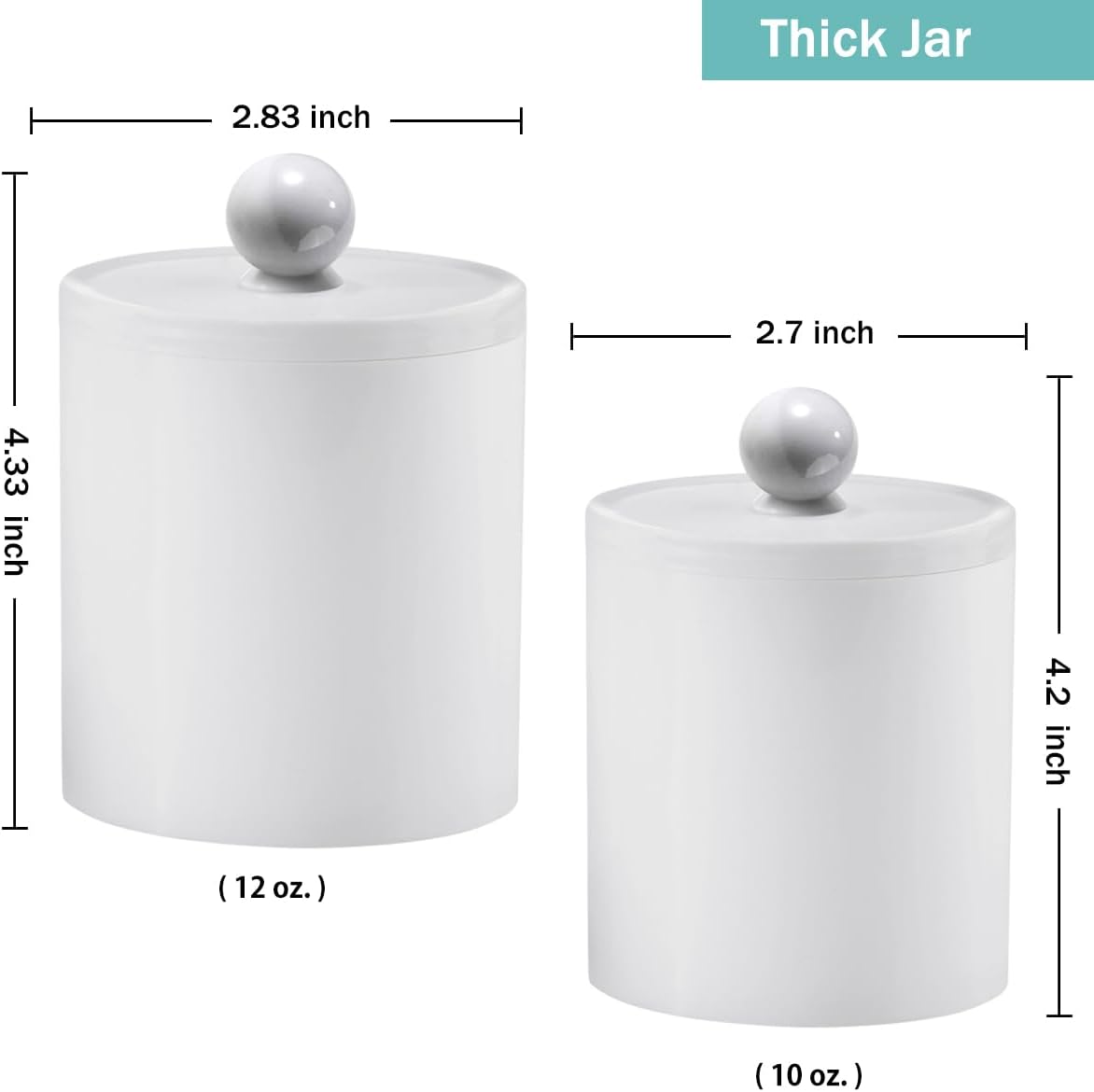 SheeChung White Acrylic Q-Tip Holder Canister Jars 4 Pack of 15 oz
