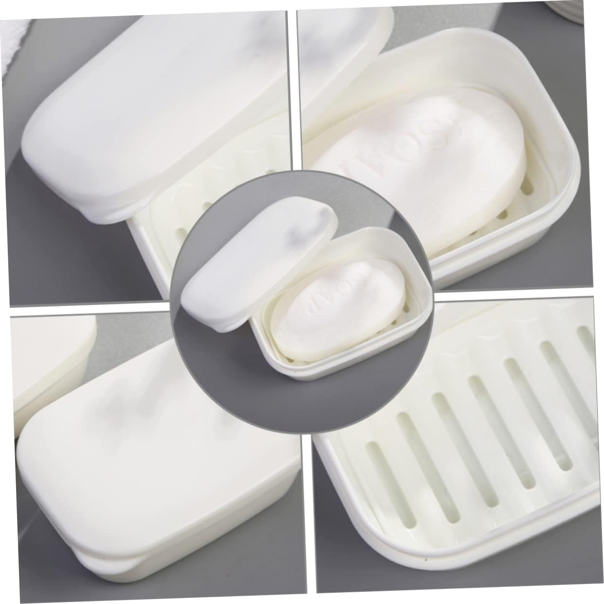 LIFKOME 2pcs Soap Dish Storage Container with Draining Rack and Sealed Lid