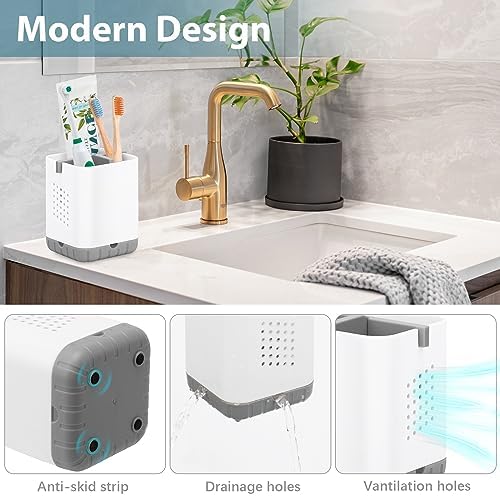 Boperzi Toothbrush Holder with Drain and 3 Slots