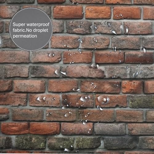 Red Brick Wall Shower Curtain Set with 12 Hooks 72x72in 1