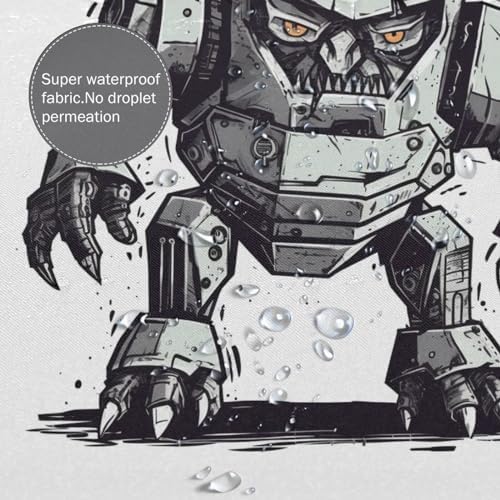 Cartoon Robot Shower Curtain Set with 12 Hooks 72x72in 1