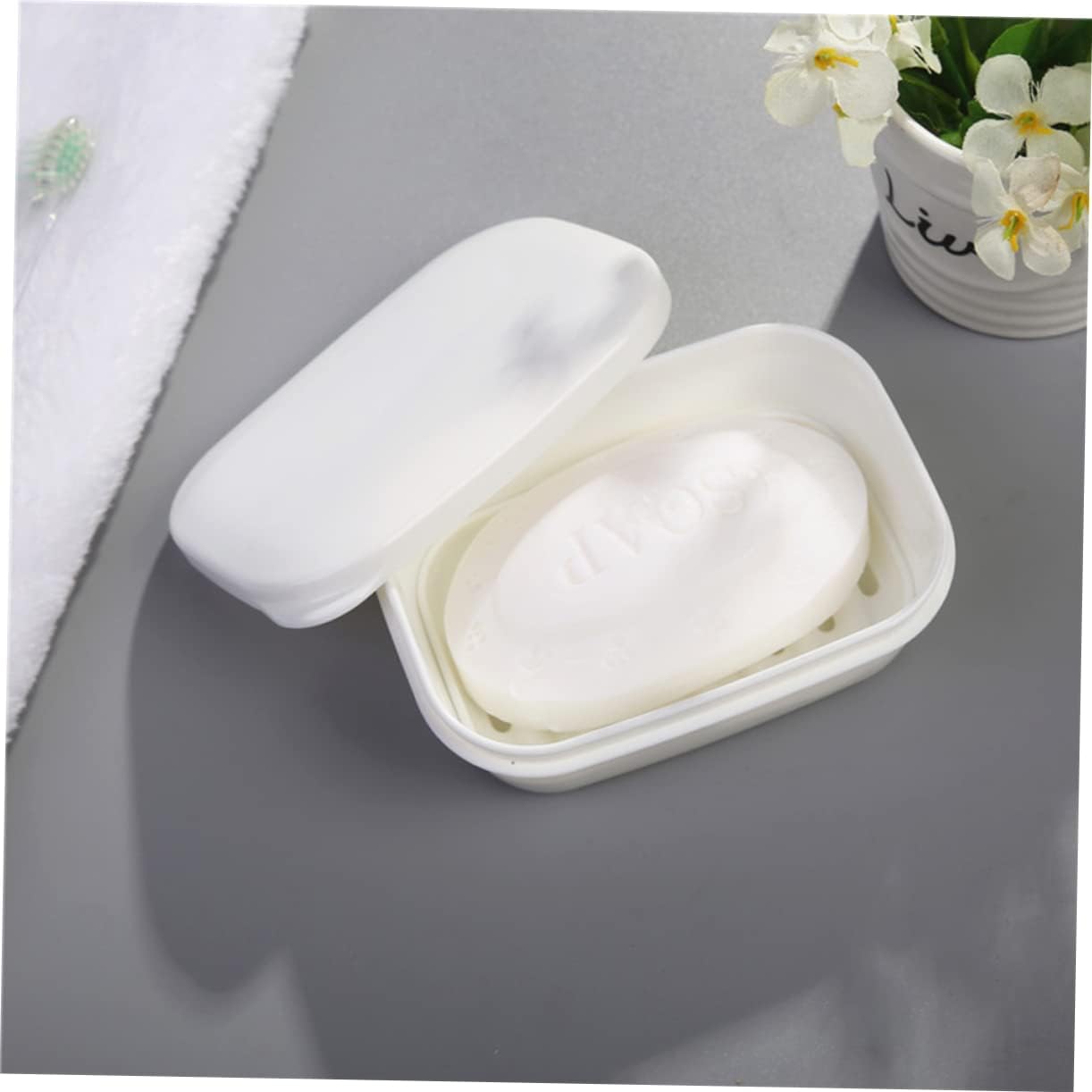 LIFKOME 2pcs Soap Dish Storage Container with Draining Rack and Sealed Lid