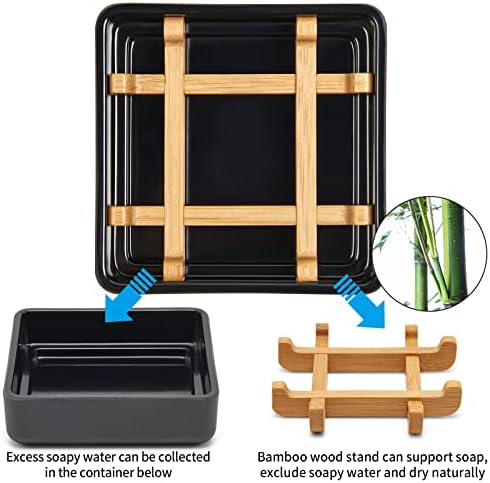 Bamboo Soap Dish with Drainage for Bathroom Sink