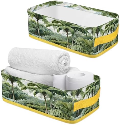 Snatocys Palm Trees Toilet Paper Basket with Handles 1