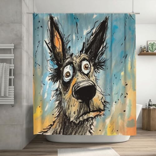 TIYAANDSY Cartoon Dirty Dog Shower Curtain Set 1