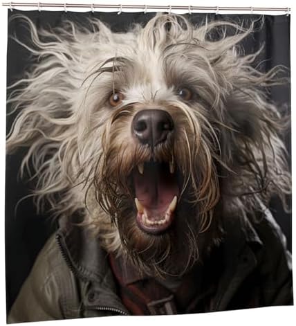 Black Dog Shower Curtain with 12 Hooks 72x72in