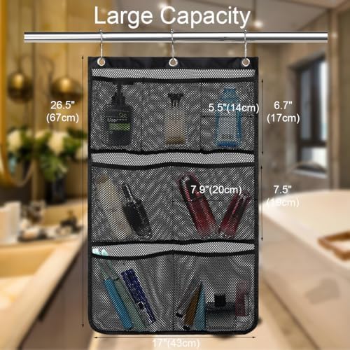 GYEUKHAM Hanging Mesh Shower Caddy - 7 Pockets Black 1 Pack