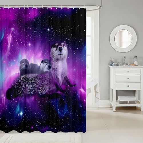 Feelyou Otter Shower Curtain Purple Galaxy