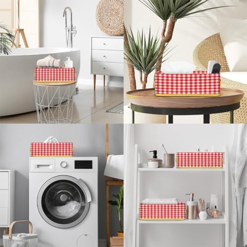 Red Plaid Toilet Paper Baskets Set of 2