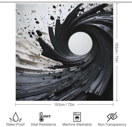 Abstract Oil Painting Shower Curtain Set 72x72in Waterproof Luxury Fabric with 12 Hooks