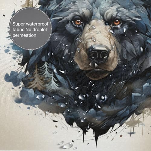 TIYAANDSY Black Bear Shower Curtain Set 72x72in