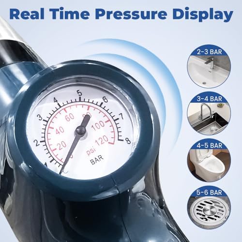 Eadwe Toilet Plunger with Air Pressure Barometer - Black