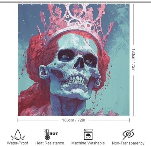 TIYAANDSY Skeleton Queen Shower Curtain Set