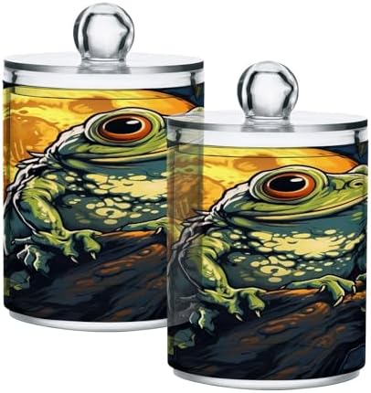 YETTASBIN Frog Apothecary Jars 2 Pack 14 oz Clear Dispenser with Lid