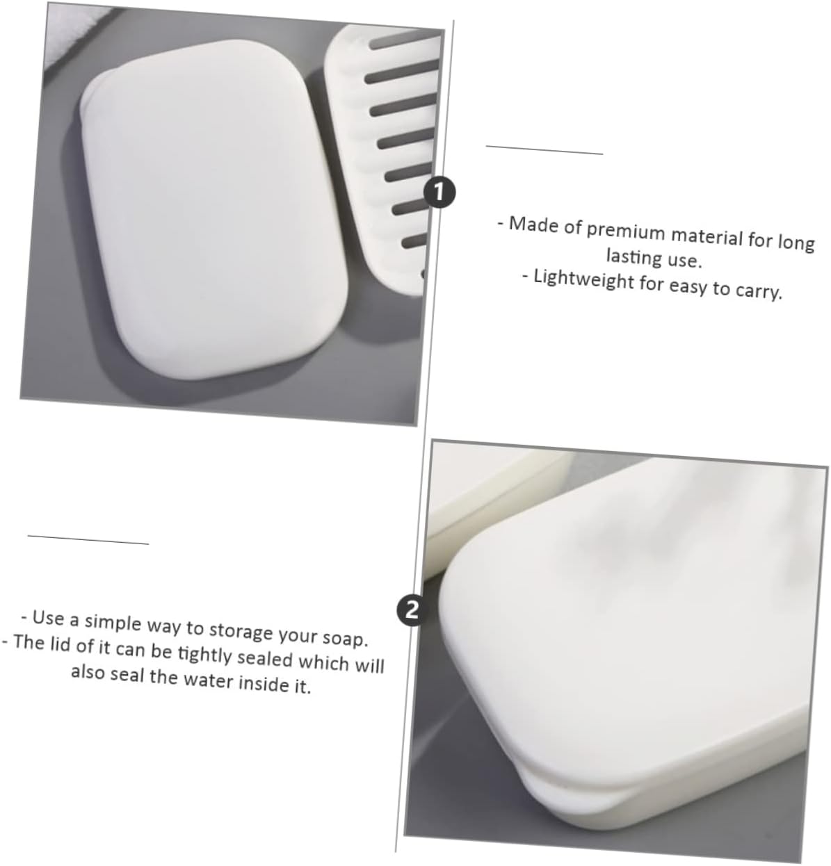 LIFKOME 2pcs Soap Dish Storage Container with Draining Rack and Sealed Lid