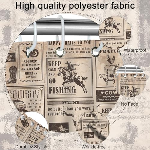 Mocsicka Western Cowboy Shower Curtain 72X72 Inches 1
