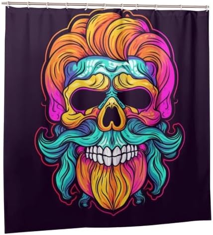 TIYAANDSY Blue Skull Shower Curtain Set 72x72in with 12 Hooks