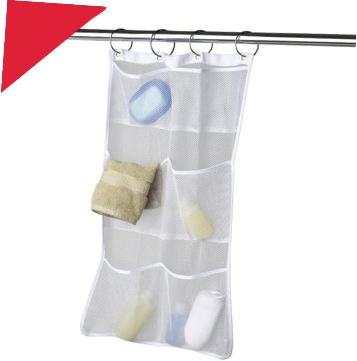 Vaguelly Hanging Mesh Shower Organizer Bag White