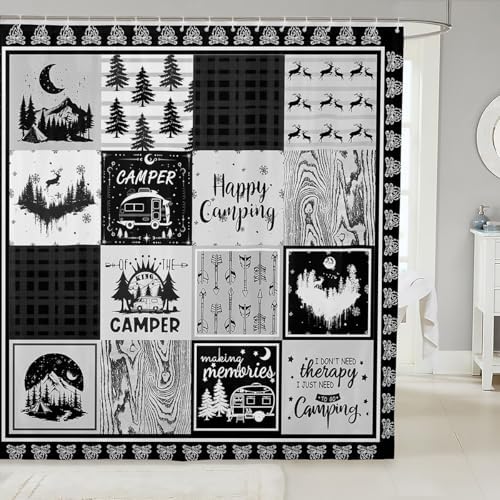 Erosebridal Kids Camping Shower Curtain Set with 15 Hooks