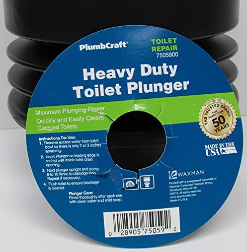 PlumbCraft Heavy Duty Toilet Plunger - Black