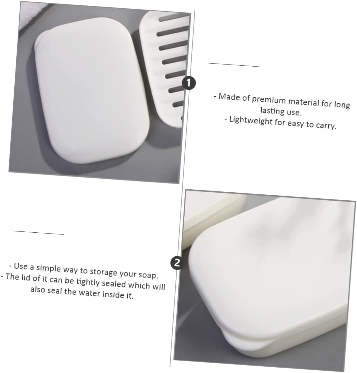 Set of 2 White Soap Dishes with Drain Rack