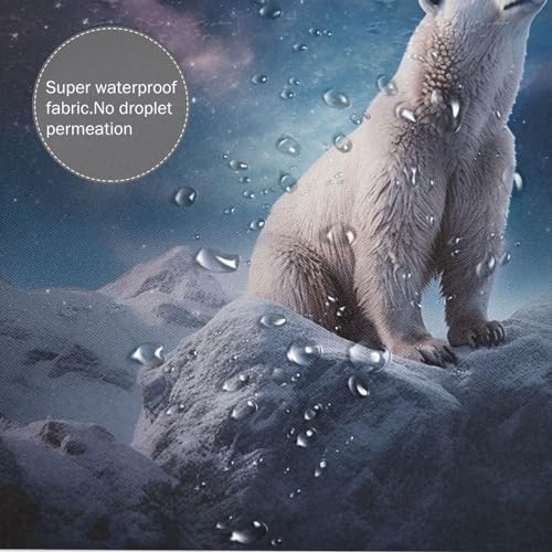 White Polar Bear Shower Curtain Set with 12 Hooks 72x72in 1