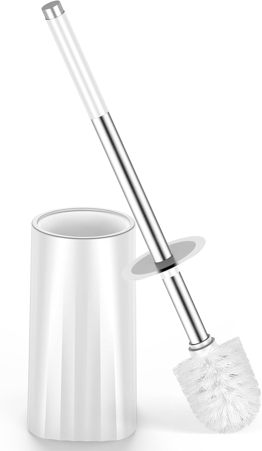 Compact Toilet Brush with Holder and Drip-Proof Design