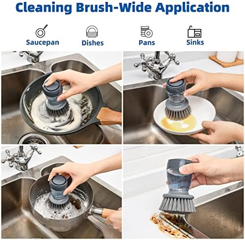SUBEKYU Dish Brush with Soap Dispenser Set of 2