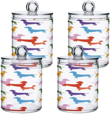 Qilmy Dachshunds Qtip Holder 2 Pack 14 oz Apothecary Jars