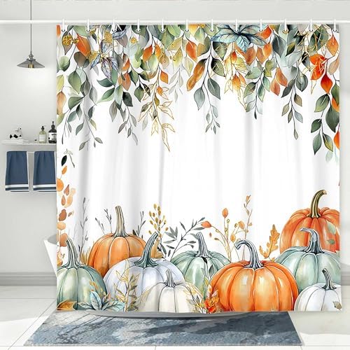 VeiVian Autumn Thanksgiving Shower Curtain Set with Hooks 72X72in