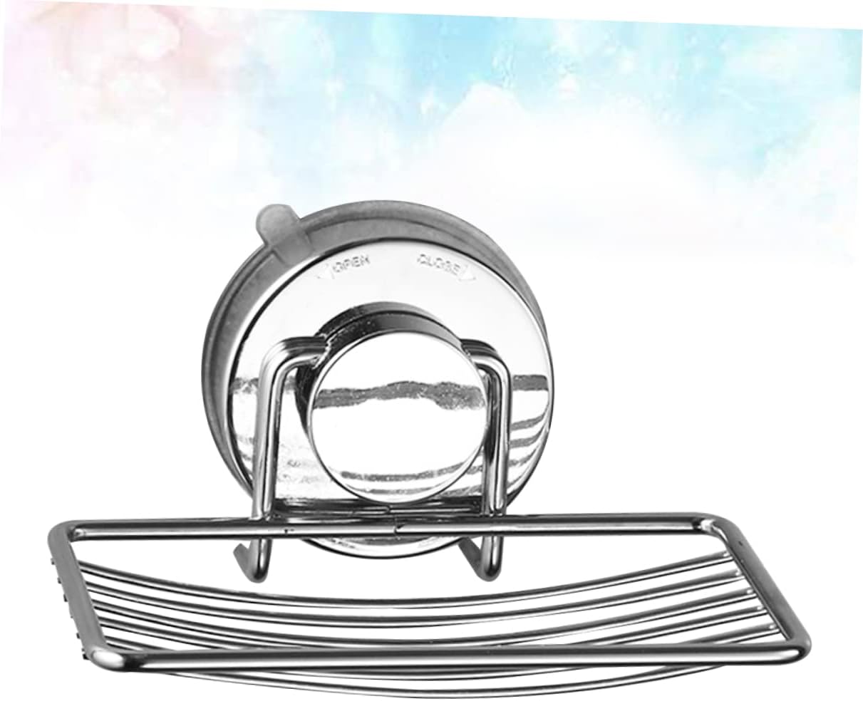 ABOOFAN Silver Soap Dish with Suction Cup Drain Rack