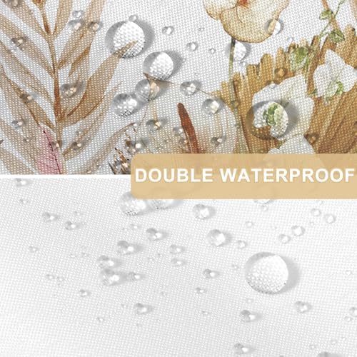 No Hook Flower Shower Curtain with Snap Liner 71x74 Inches