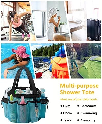 Moyad Large Mesh Shower Caddy Basket with Handle Blue