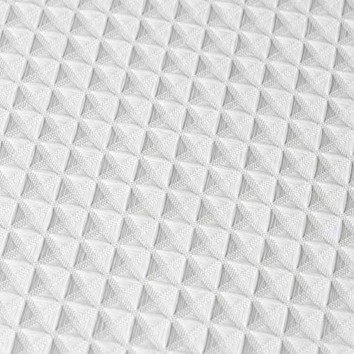 Waffle Fabric White Shower Curtain with Liner Set