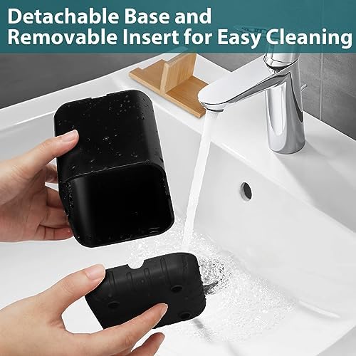 Boperzi Black Toothbrush Holder with Bamboo Divider