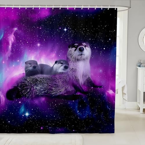 Feelyou Otter Shower Curtain Purple Galaxy