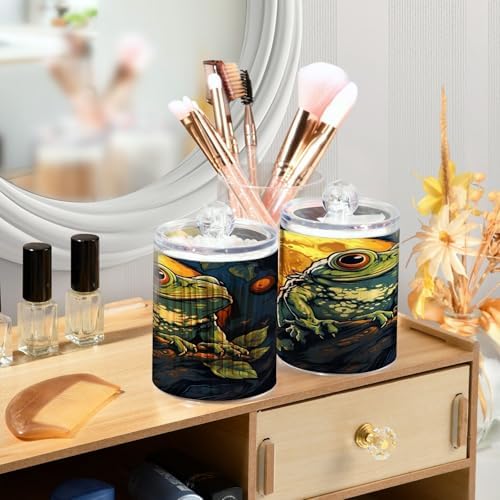 YETTASBIN Frog Apothecary Jars 2 Pack 14 oz Clear Dispenser with Lid