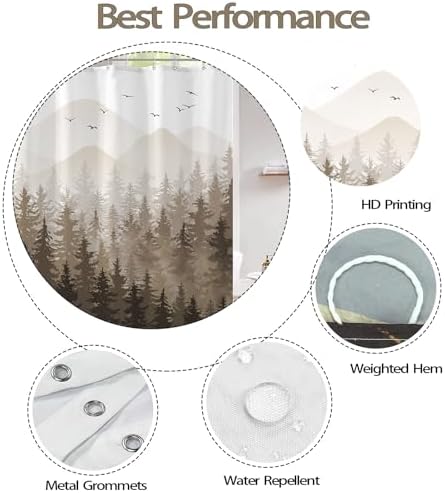 Aipon Brown Misty Forest Shower Curtain Set