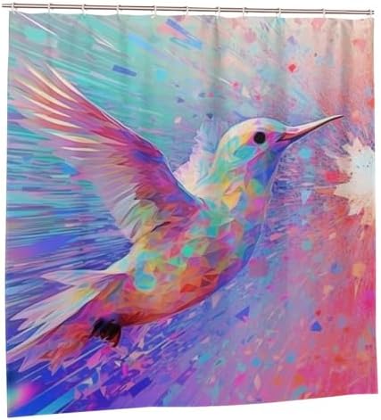 Boho Hummingbird Shower Curtain with 12 Hooks 72x72in