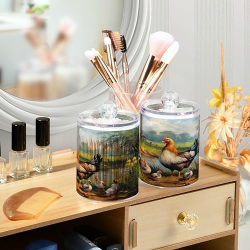 YETTASBIN Rooster Clear Plastic Storage Jars 2 Pack