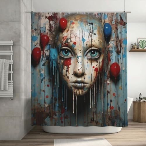 Scary Spooky Doll Shower Curtain Set 72x72in