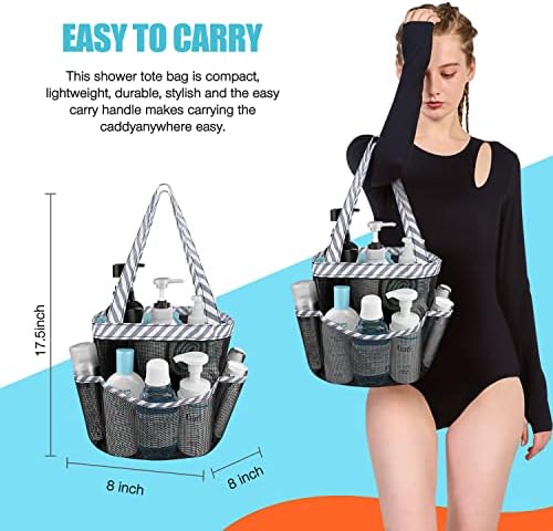 Ndeno Mesh Shower Caddy 8 Pockets Gray Strips