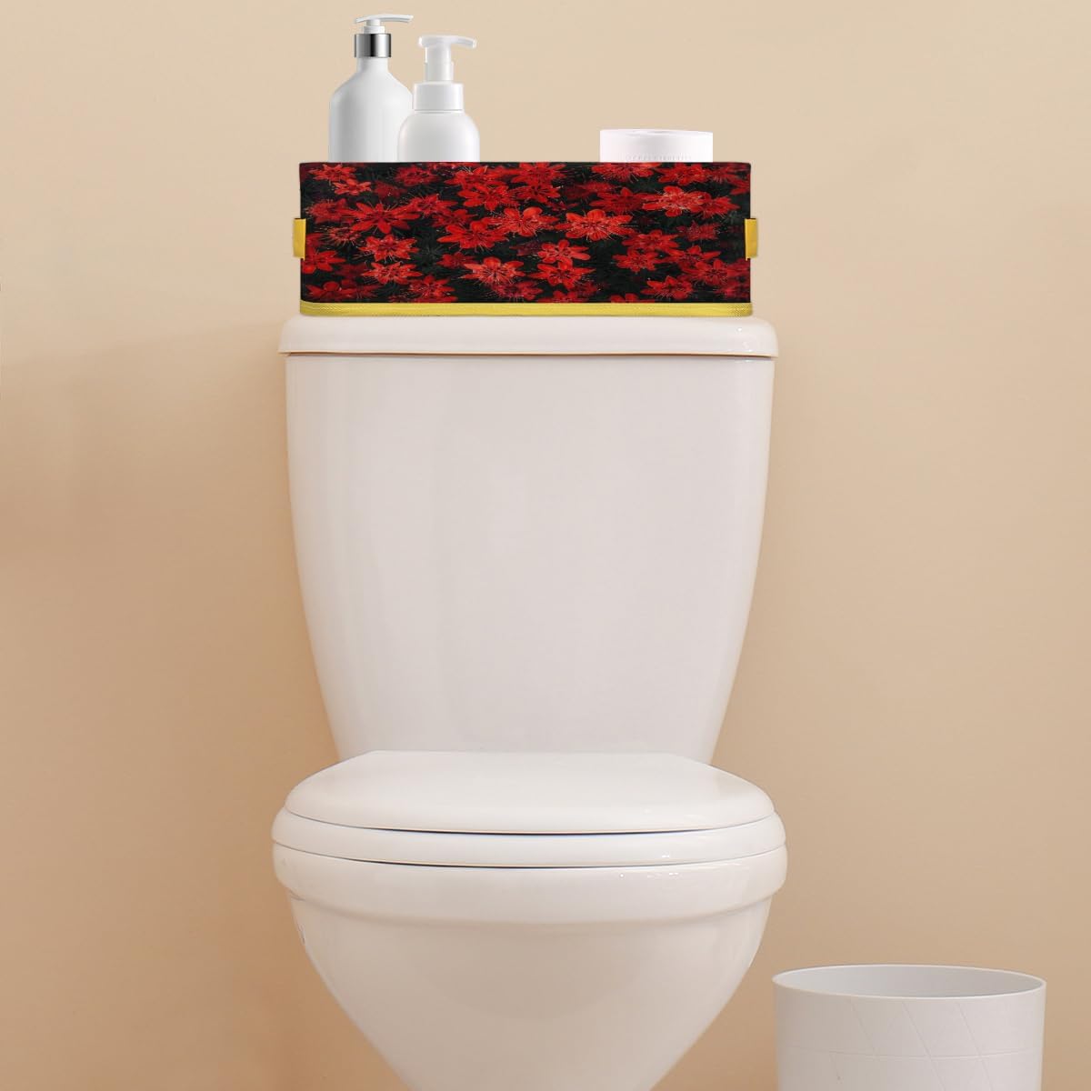 Flower Red Toilet Paper Baskets for Bathroom Storage